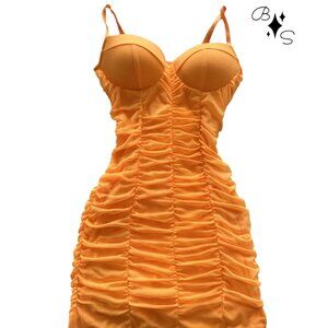 Neon Orange Mini Bodycon Dress | Size: Small